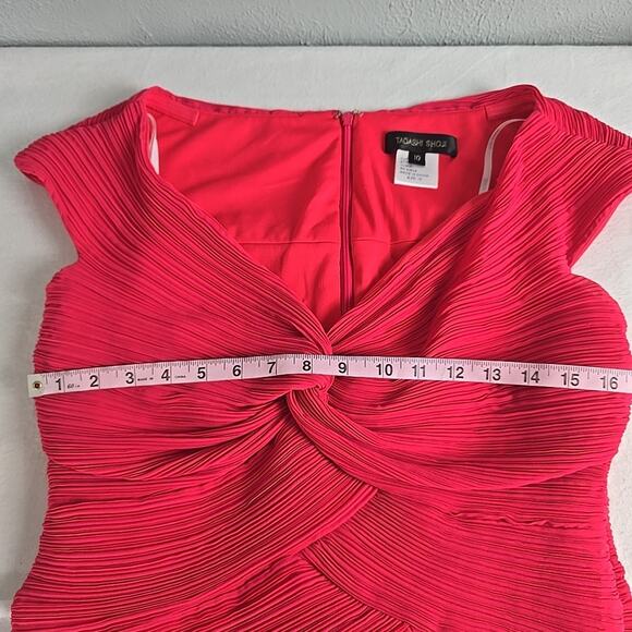 Tadashi Shoji Crinkle Maxi Dress 10 Lily Pink Chiffon Cap Sleeve Formal Wedding - Picture 8 of 12